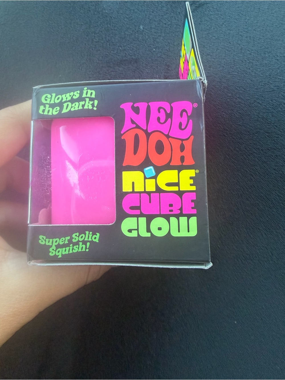 Needoh Nice Cube Glow Super Solid Squish - Bright Pink - Picture 2 of 3